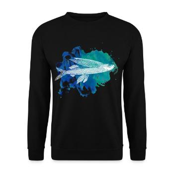 Fish fishing fisherman fishing nature animal gift - Unisex Sweatshirt - black - Front - Alina (178cm) & Michal (187cm)