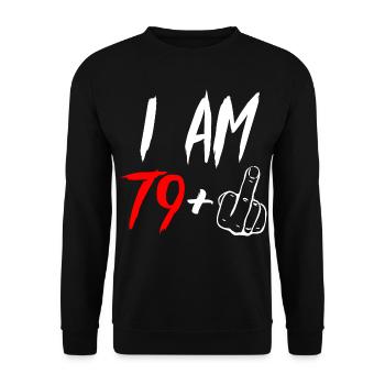 80th birthday middle finger 80 years gift - Unisex Sweatshirt - black - Front - Alina (178cm) & Michal (187cm)