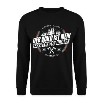 BOIS SCIE TRONÇONNEUSE CADEAU FORÊT DES FRÈRES BOIS - Sweat-shirt Unisexe - noir - Devant - Alina (178cm) & Michal (187cm)