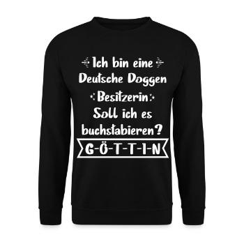 Deutsche Dogge Tshirt - Deutsche Dogge Hund Shirt - Unisex Pullover - Schwarz - Vorne - Alina (178cm) & Michal (187cm)