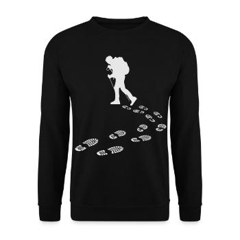 Wandermensch Geschenk Idee für Geburtstag - Unisex Pullover - Schwarz - Vorne - Alina (178cm) & Michal (187cm)
