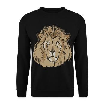 Lion's Head - Unisex Sweatshirt - black - Front - Alina (178cm) & Michal (187cm)