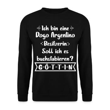 Dogo Argentino Hund - Dogo Argentino - Unisex Pullover - Schwarz - Vorne - Alina (178cm) & Michal (187cm)