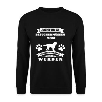 Deutsch Langhaar - Unisex Pullover - Schwarz - Vorne - Alina (178cm) & Michal (187cm)
