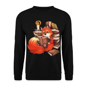 Niedlicher lesender Fuchs Geschenkidee Bücherwurm - Unisex Pullover - Schwarz - Vorne - Alina (178cm) & Michal (187cm)