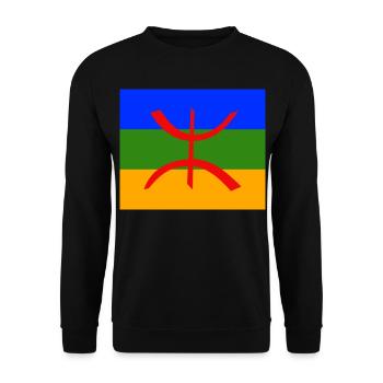 Amazigh Berber Flagge Imazighen - Unisex Pullover - Schwarz - Vorne - Alina (178cm) & Michal (187cm)