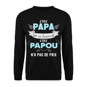 Papa et papou d'amour idée cadeau père - Sweat-shirt Unisexe - noir - Devant - Alina (178cm) & Michal (187cm)