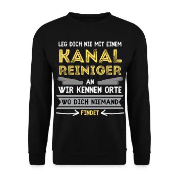 KANALREINIGER Spruch zur Kanalreinigung - Unisex Pullover - Schwarz - Vorne - Alina (178cm) & Michal (187cm)