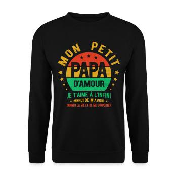 MON PETIT PAPA D'AMOUR JE T'AIME À L'INFINI - Sweat-shirt Unisexe - noir - Devant - Alina (178cm) & Michal (187cm)