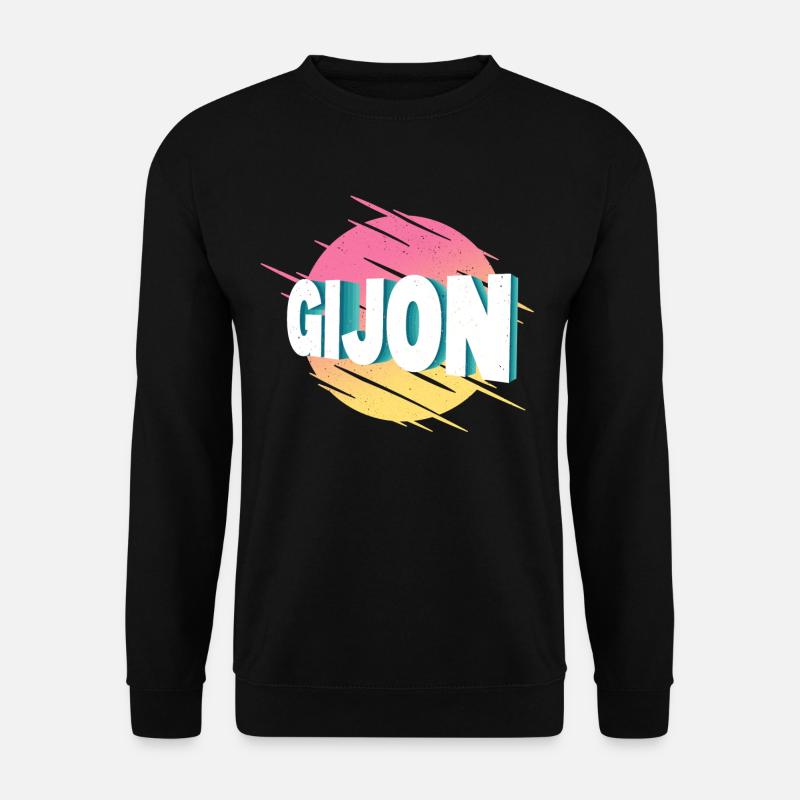 Gijon Spanien Stadt Schrift Vintage Retro - Unisex Pullover - Schwarz
