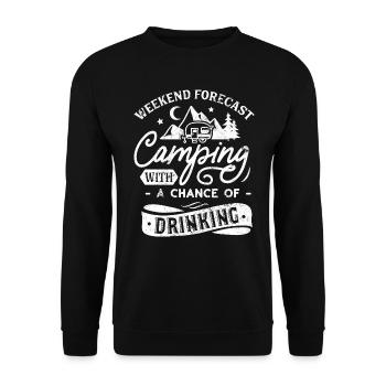 CAMPING DRUNK BEER DRINK VIEW ALKI MOTIF - Unisex Sweatshirt - black - Front - Alina (178cm) & Michal (187cm)