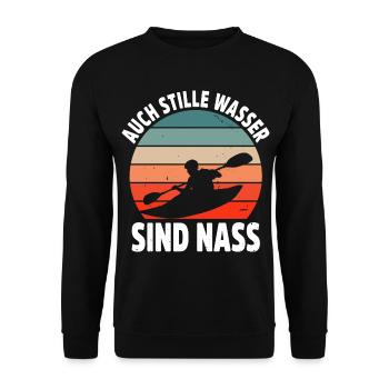 Kajak Geschenkidee Kanu Paddeln Kajakfahren - Unisex Pullover - Schwarz - Vorne - Alina (178cm) & Michal (187cm)