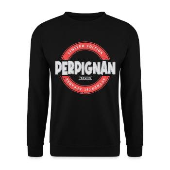 Perpignan Frankreich Stadt Skyline Heimat Liebe - Unisex Pullover - Schwarz - Vorne - Alina (178cm) & Michal (187cm)