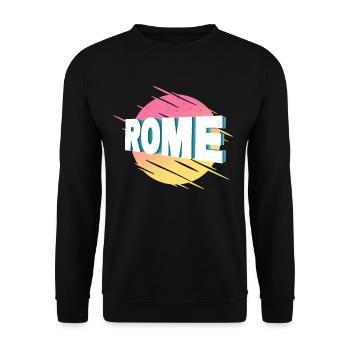 Rom Rome Italien Stadt Schrift Vintage Retro - Unisex Pullover - Schwarz - Vorne - Alina (178cm) & Michal (187cm)