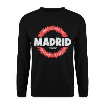 Madrid Spain City Skyline Home Love - Unisex Sweatshirt - black - Front - Alina (178cm) & Michal (187cm)