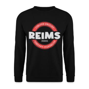 Reims Frankreich Stadt Skyline Heimat Liebe - Unisex Pullover - Schwarz - Vorne - Alina (178cm) & Michal (187cm)