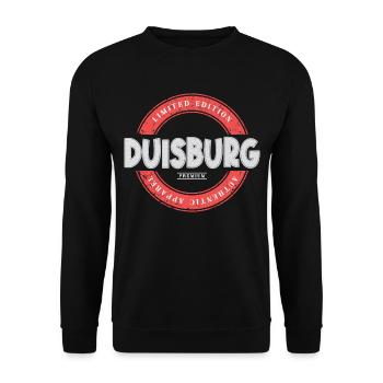 Duisburg Deutschland Stadt Skyline Heimat Liebe - Unisex Pullover - Schwarz - Vorne - Alina (178cm) & Michal (187cm)