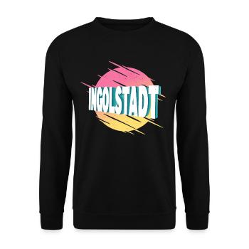 Ingolstadt Deutschland Stadt Schrift Vintage Retro - Unisex Pullover - Schwarz - Vorne - Alina (178cm) & Michal (187cm)