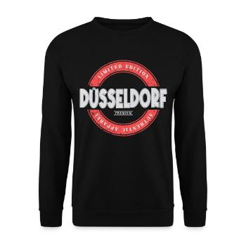 Düsseldorf Deutschland Stadt Skyline Heimat Liebe - Unisex Pullover - Schwarz - Vorne - Alina (178cm) & Michal (187cm)