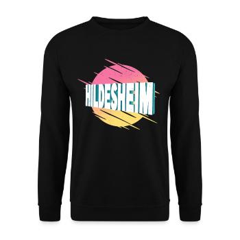 Hildesheim Deutschland Stadt Schrift Vintage Retro - Unisex Pullover - Schwarz - Vorne - Alina (178cm) & Michal (187cm)
