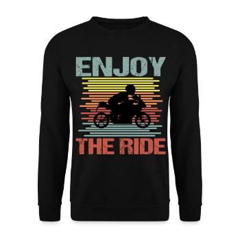 Biker Motorradfahrer Retro Vintage - Unisex Pullover - Schwarz - Vorne - Alina (178cm) & Michal (187cm)