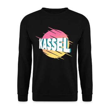 Kassel Germany City Font Vintage Retro - Unisex Sweatshirt - black - Front - Alina (178cm) & Michal (187cm)