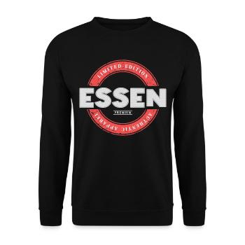 Essen Deutschland Stadt Skyline Heimat Liebe - Unisex Pullover - Schwarz - Vorne - Alina (178cm) & Michal (187cm)