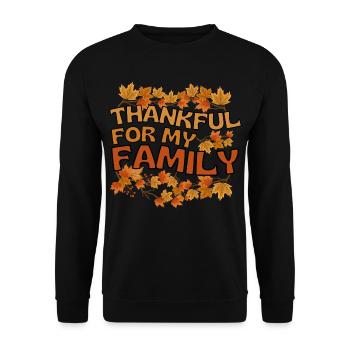 Merci pour ma famille Autumn Family Merci - Sweat-shirt Unisexe - noir - Devant - Alina (178cm) & Michal (187cm)