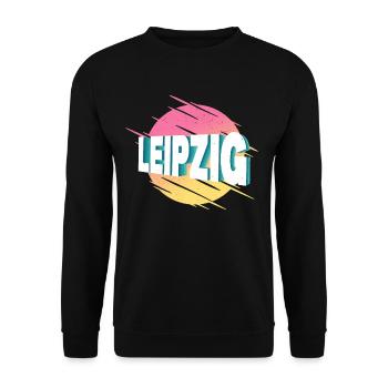 Leipzig Germany City Font Vintage Retro - Unisex Sweatshirt - black - Front - Alina (178cm) & Michal (187cm)