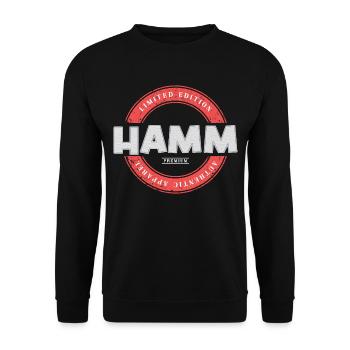 Hamm Deutschland Stadt Skyline Heimat Liebe - Unisex Pullover - Schwarz - Vorne - Alina (178cm) & Michal (187cm)