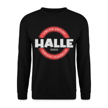 Halle Germany City Skyline Home Love - Unisex Sweatshirt - black - Front - Alina (178cm) & Michal (187cm)