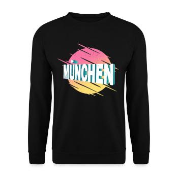 Munich Germany City Font Vintage Retro - Unisex Sweatshirt - black - Front - Alina (178cm) & Michal (187cm)