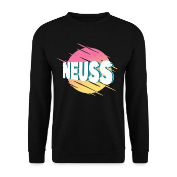 Neuss Deutschland Stadt Schrift Vintage Retro - Unisex Pullover - Schwarz - Vorne - Alina (178cm) & Michal (187cm)