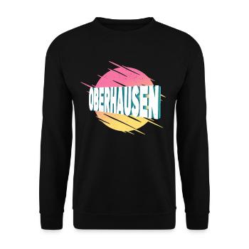 Oberhausen Deutschland Stadt Schrift Vintage Retro - Unisex Pullover - Schwarz - Vorne - Alina (178cm) & Michal (187cm)