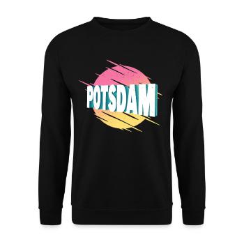 Potsdam Deutschland Stadt Schrift Vintage Retro - Unisex Pullover - Schwarz - Vorne - Alina (178cm) & Michal (187cm)