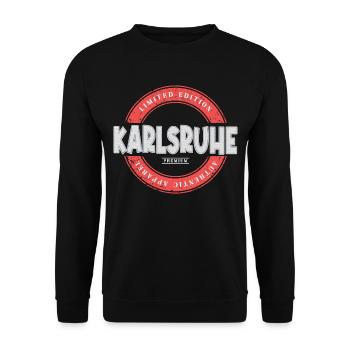 Karlsruhe Deutschland Stadt Skyline Heimat Liebe - Unisex Pullover - Schwarz - Vorne - Alina (178cm) & Michal (187cm)