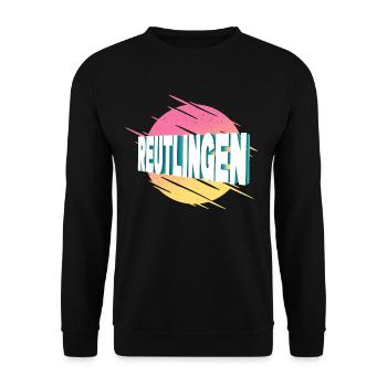 Reutlingen Germany City Font Vintage Retro - Unisex Sweatshirt - black - Front - Alina (178cm) & Michal (187cm)