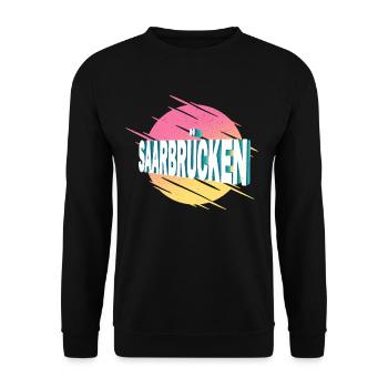 Saarbrücken Germany City Font Vintage - Unisex Sweatshirt - black - Front - Alina (178cm) & Michal (187cm)