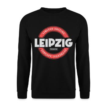 Leipzig Deutschland Stadt Skyline Heimat Liebe - Unisex Pullover - Schwarz - Vorne - Alina (178cm) & Michal (187cm)