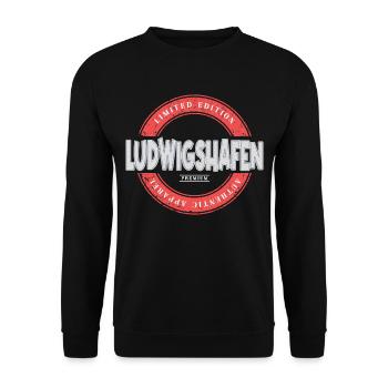 Ludwigshafen Deutschland Stadt Skyline Heimat - Unisex Pullover - Schwarz - Vorne - Alina (178cm) & Michal (187cm)