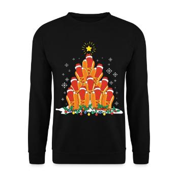 Hot Dog Fast Food Tree Christmas Tree - Unisex Pullover - Schwarz - Vorne - Alina (178cm) & Michal (187cm)