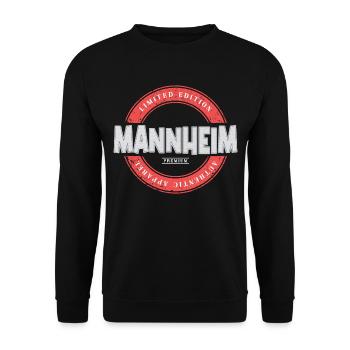 Mannheim Deutschland Stadt Skyline Heimat Liebe - Unisex Pullover - Schwarz - Vorne - Alina (178cm) & Michal (187cm)