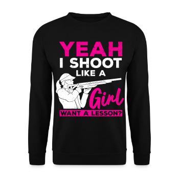 Clay pigeon shooting - Unisex Sweatshirt - black - Front - Alina (178cm) & Michal (187cm)