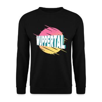 Wuppertal Deutschland Stadt Schrift Vintage Retro - Unisex Pullover - Schwarz - Vorne - Alina (178cm) & Michal (187cm)