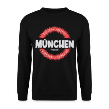München Deutschland Stadt Skyline Heimat Liebe - Unisex Pullover - Schwarz - Vorne - Alina (178cm) & Michal (187cm)