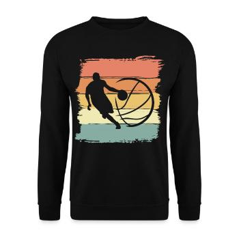 Basketball Retro Vintage - Unisex Pullover - Schwarz - Vorne - Alina (178cm) & Michal (187cm)