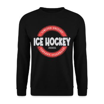 Eishockey Eishockeyspieler Schrift Vintage Retro - Unisex Pullover - Schwarz - Vorne - Alina (178cm) & Michal (187cm)