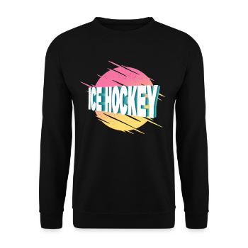 Eishockey Ice Hockey Spieler Vintage Retro Bunt - Unisex Pullover - Schwarz - Vorne - Alina (178cm) & Michal (187cm)
