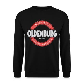 Oldenburg Deutschland Stadt Skyline Heimat Liebe - Unisex Pullover - Schwarz - Vorne - Alina (178cm) & Michal (187cm)