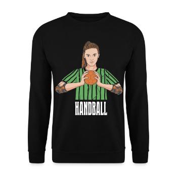 Joueur de handball Handball Outfit Handball Joueur de handball - Sweat-shirt Unisexe - noir - Devant - Alina (178cm) & Michal (187cm)